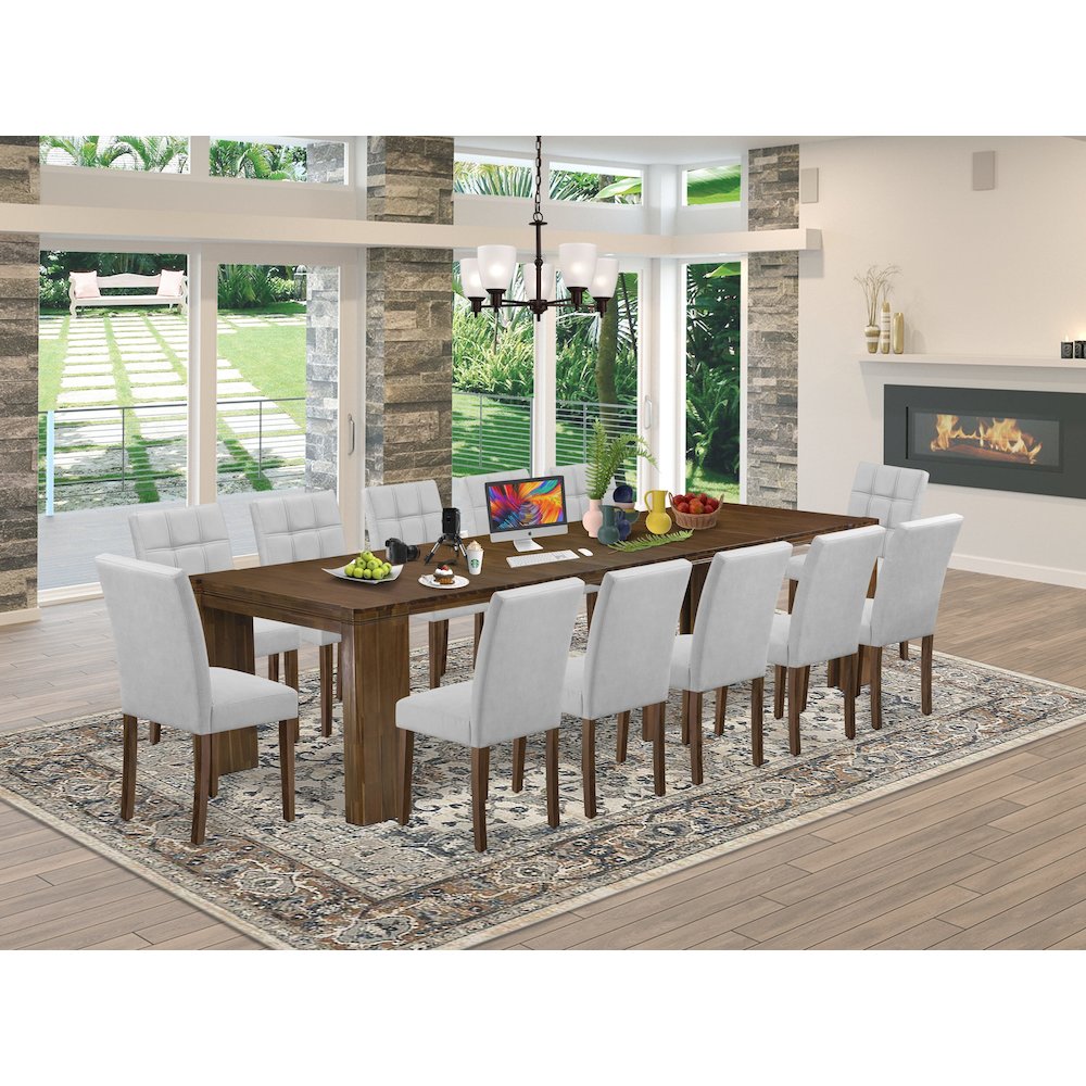 13 Pieces Extendable Dining Set Includes a Rectangle Kitchen Table