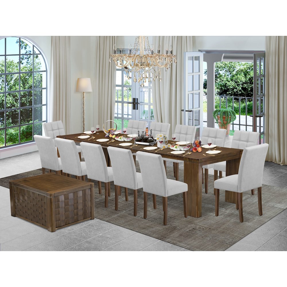 14 Pieces Extendable Dining Set Includes a Rectangle Kitchen Table