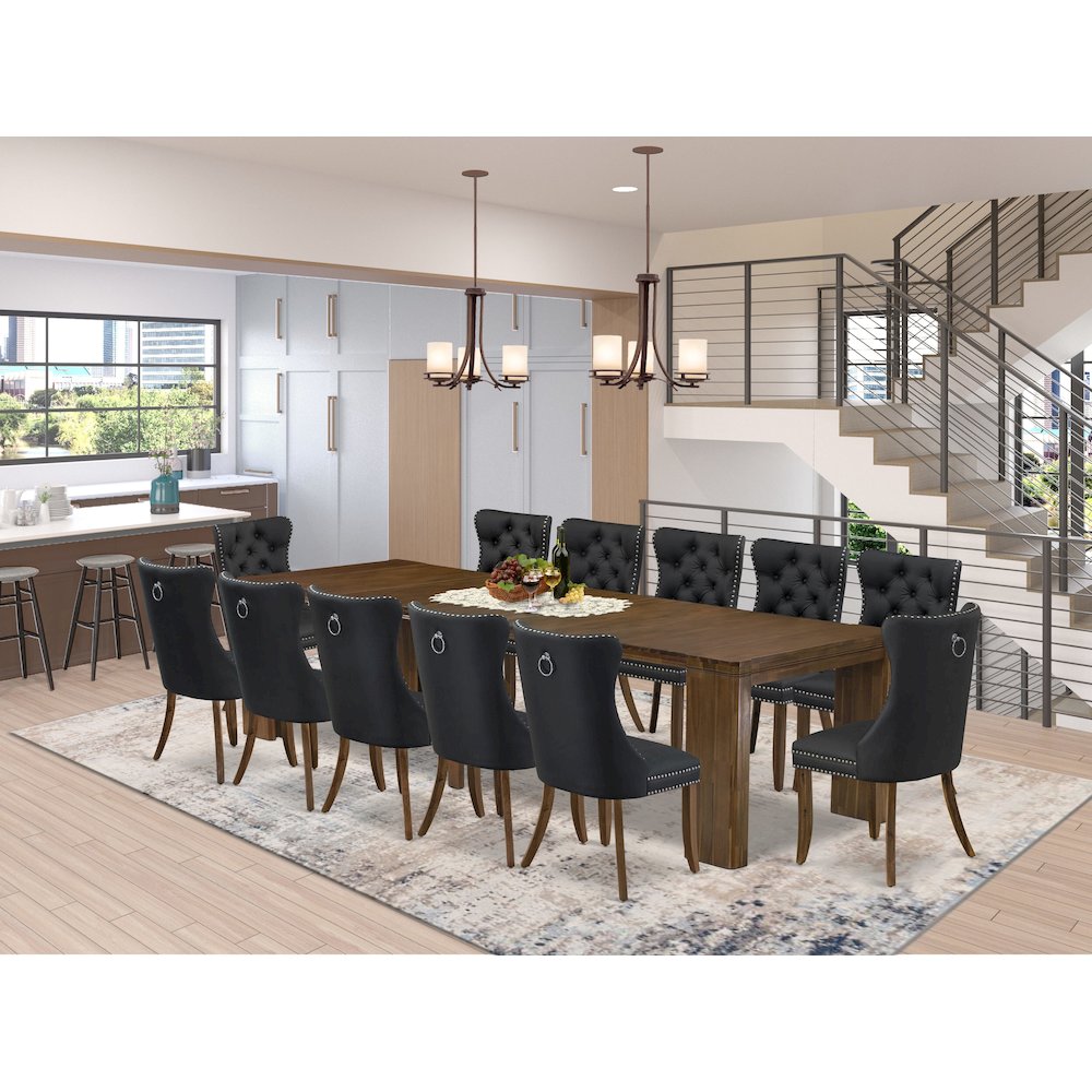 13 Pieces Extendable Dining Set Includes a Rectangle Kitchen Table
