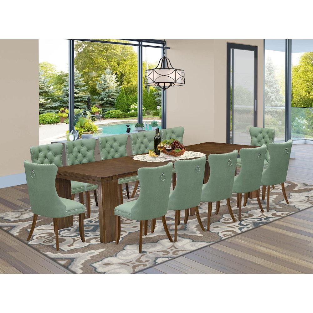 13 Pieces Extendable Dining Set Includes a Rectangle Kitchen Table
