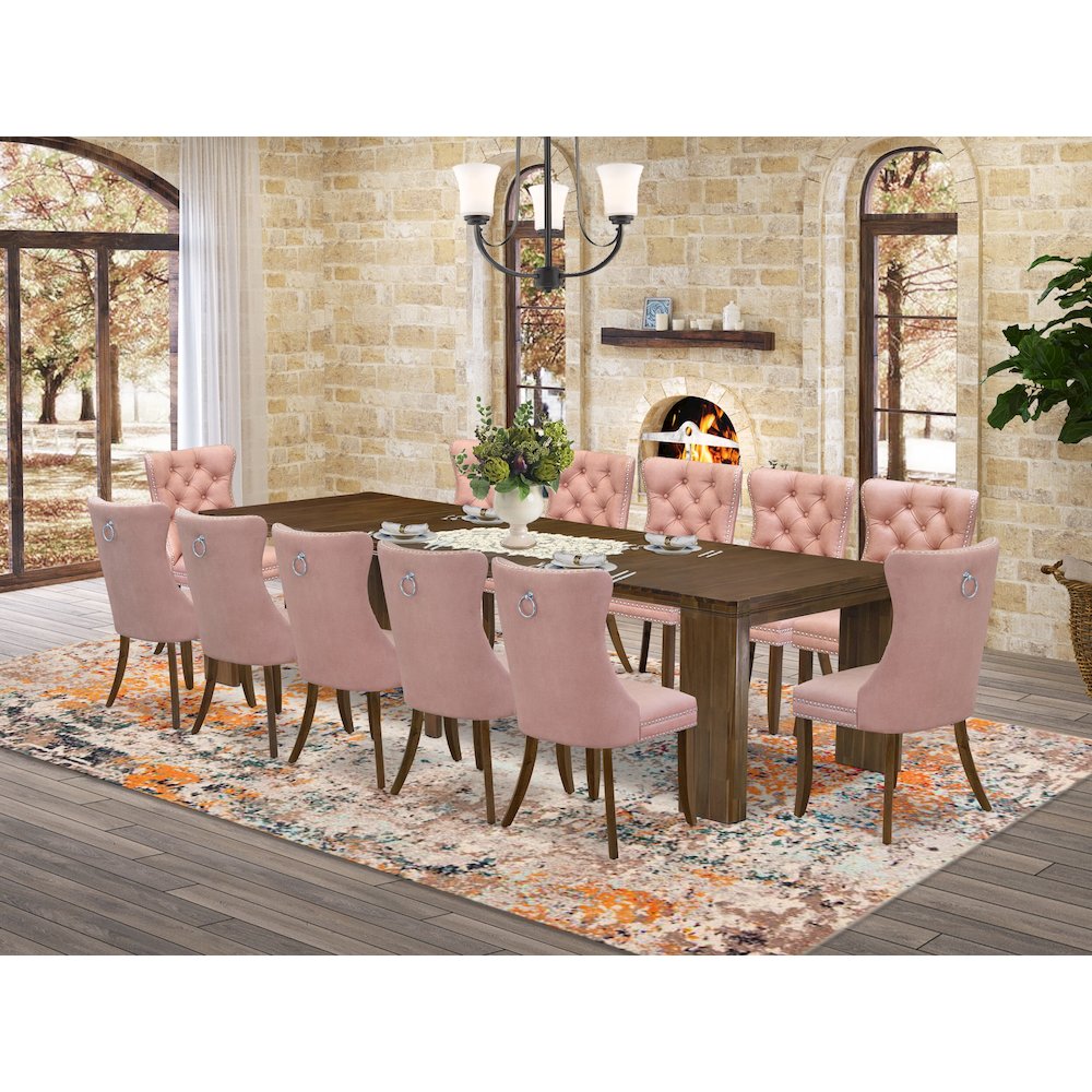 13 Pieces Extendable Dining Set Includes a Rectangle Kitchen Table