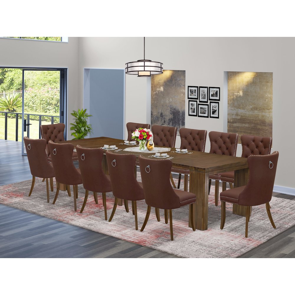 13 Pieces Extendable Dining Set Includes a Rectangle Kitchen Table