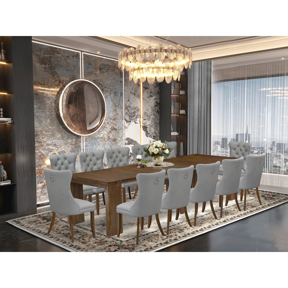 13 Pieces Extendable Dining Set Includes a Rectangle Kitchen Table