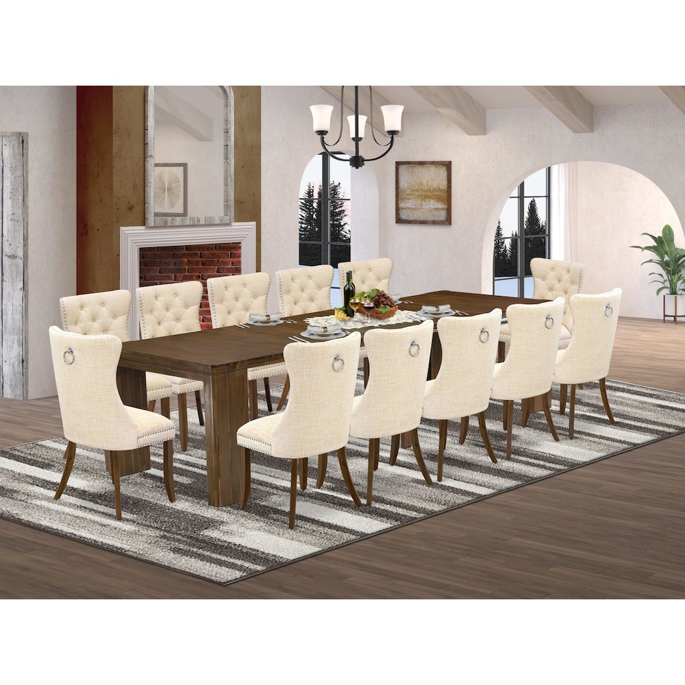 13 Pieces Extendable Dining Set Includes a Rectangle Kitchen Table