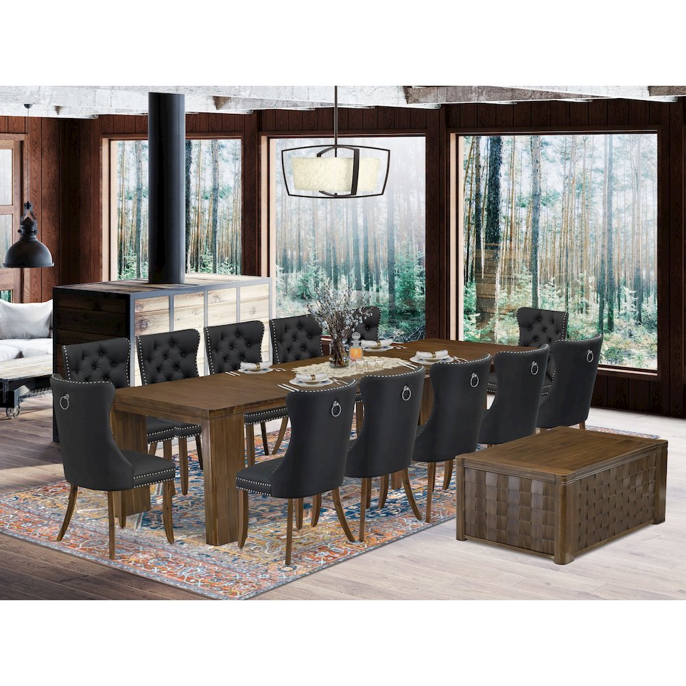 14 Pieces Extendable Dining Set Includes a Rectangle Kitchen Table