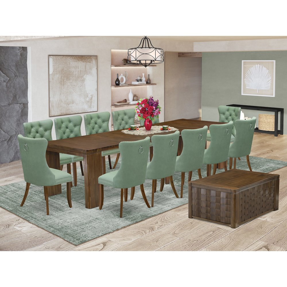 14 Pieces Extendable Dining Set Includes a Rectangle Kitchen Table