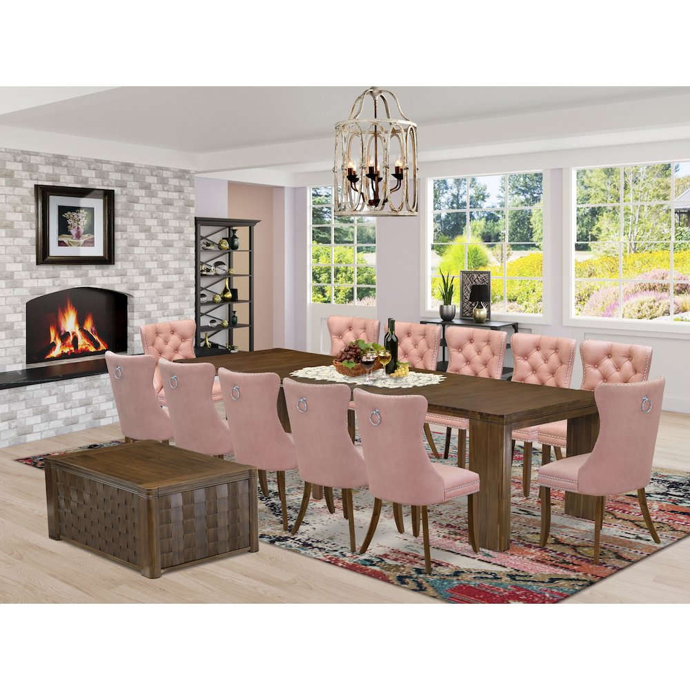 14 Pieces Extendable Dining Set Includes a Rectangle Kitchen Table