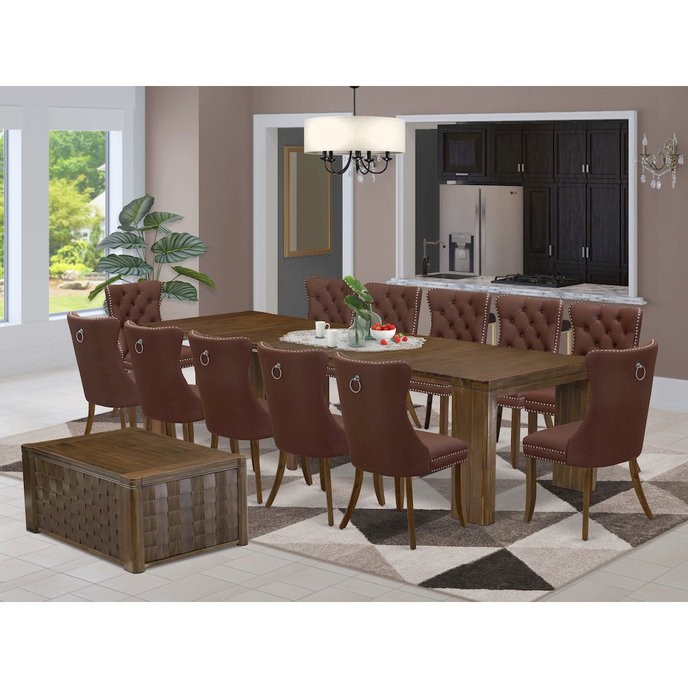 14 Pieces Extendable Dining Set Includes a Rectangle Kitchen Table