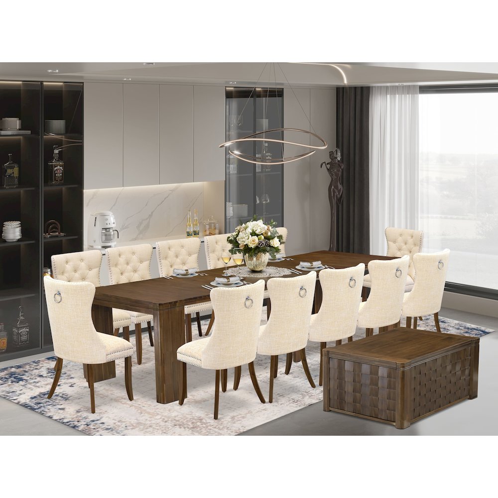 14 Pieces Extendable Dining Set Includes a Rectangle Kitchen Table