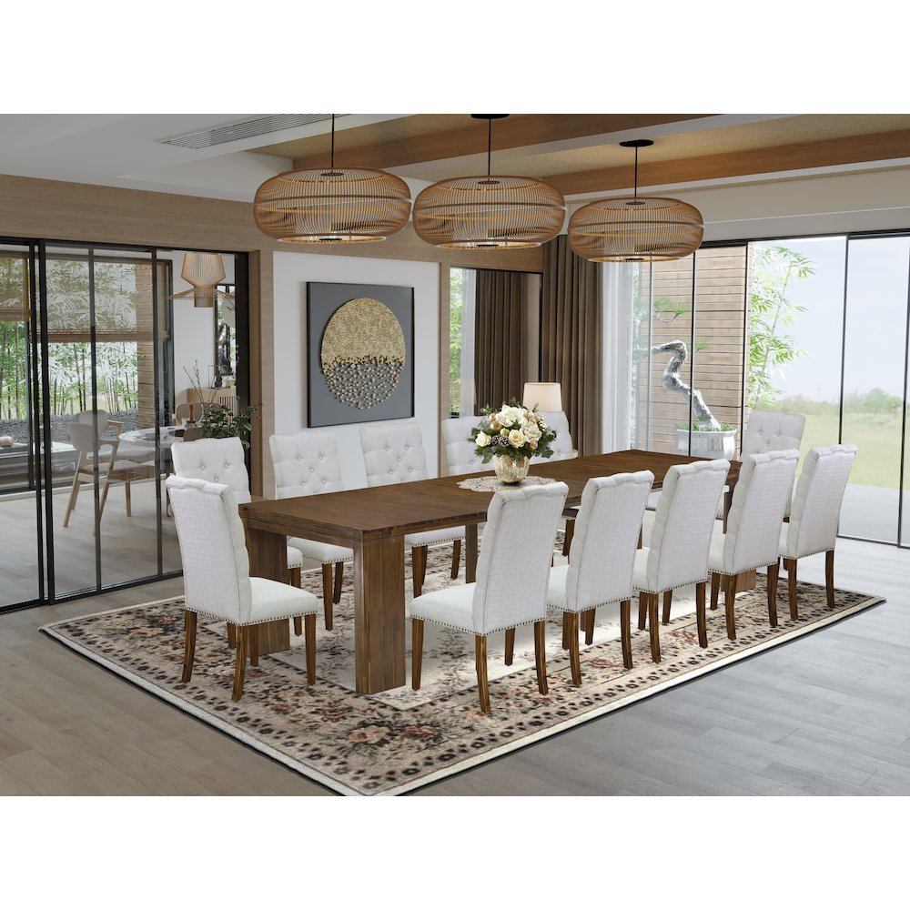 13 Pieces Extendable Dining Set Includes a Rectangle Kitchen Table