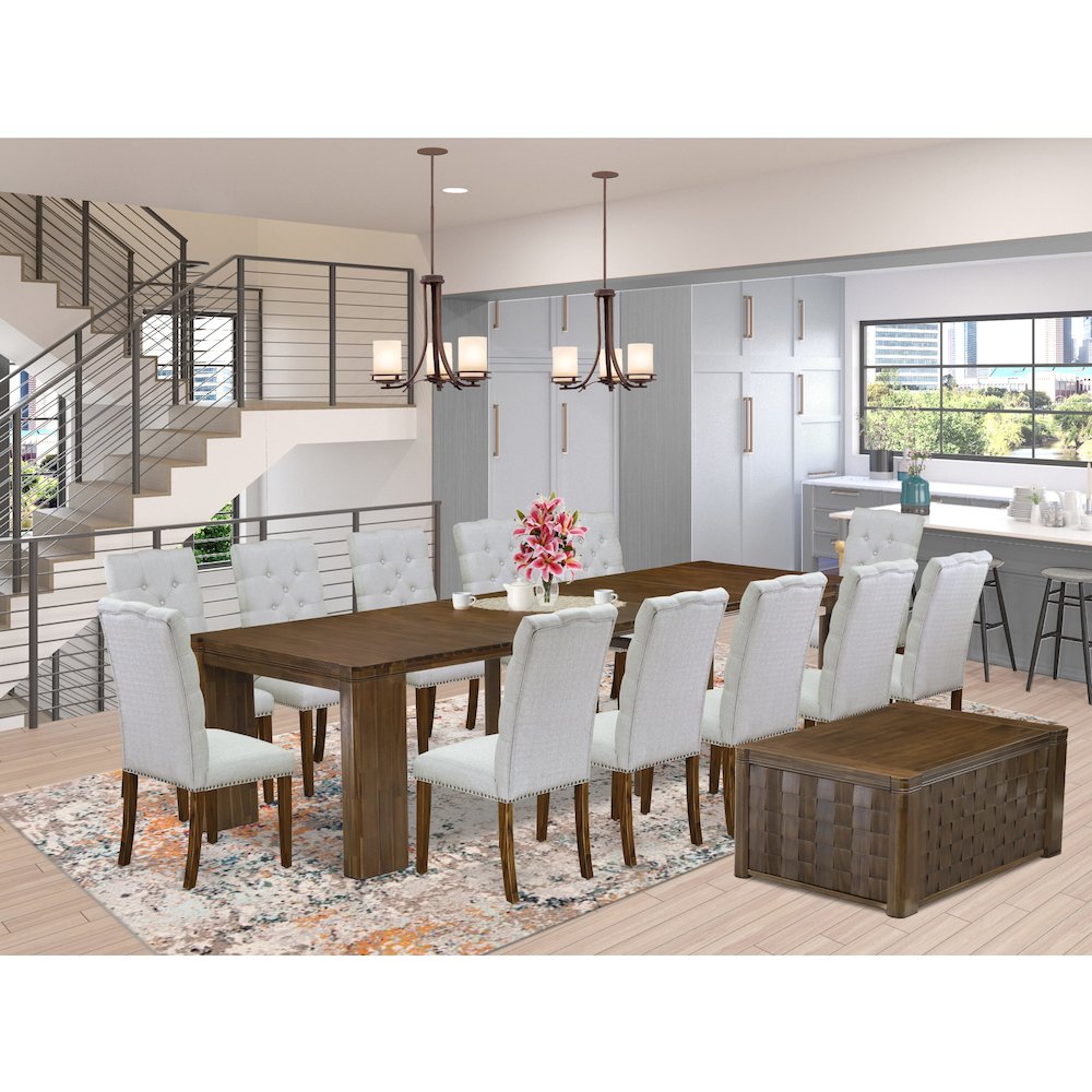 14 Pieces Extendable Dining Set Includes a Rectangle Kitchen Table
