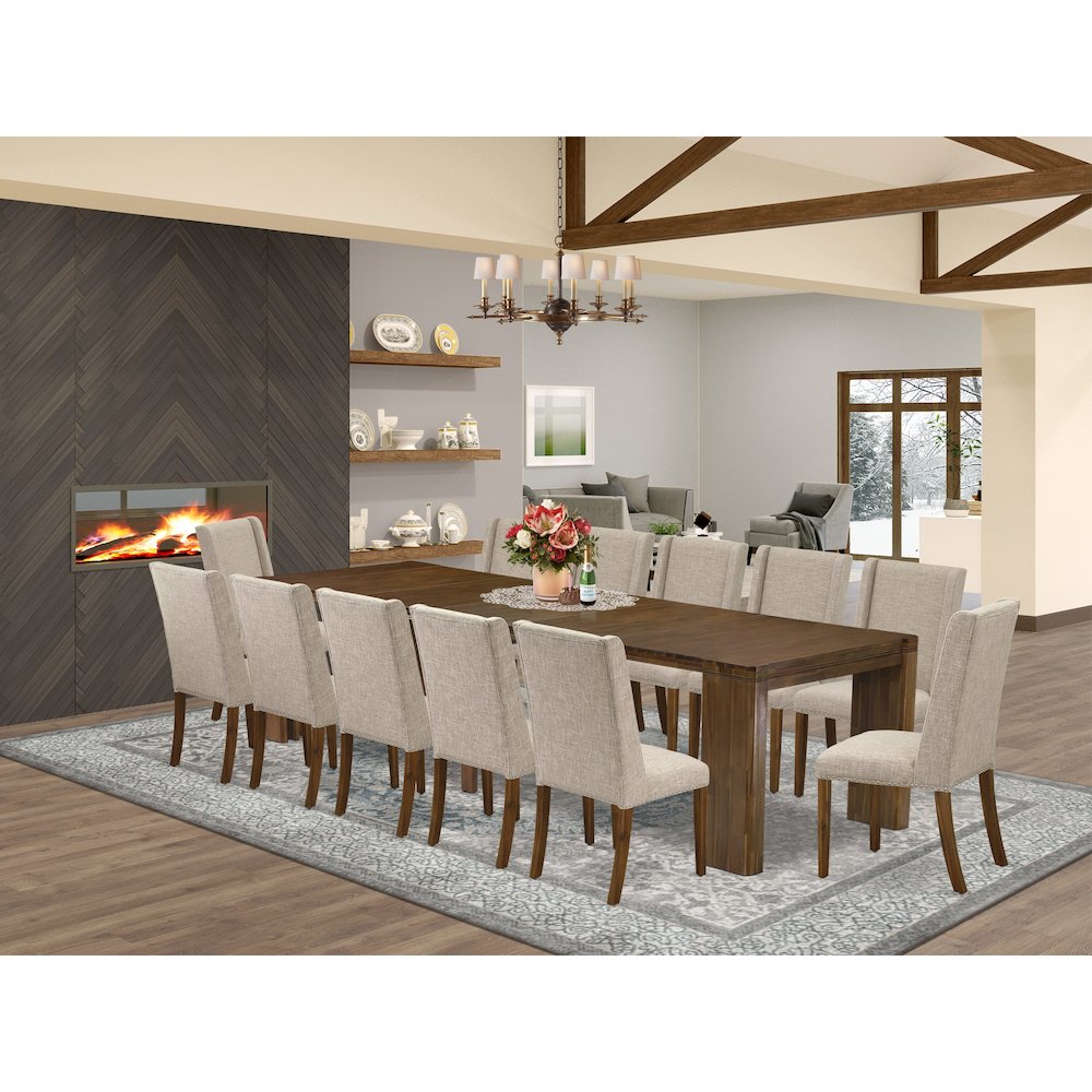13 Pieces Extendable Dining Set Includes a Rectangle Kitchen Table