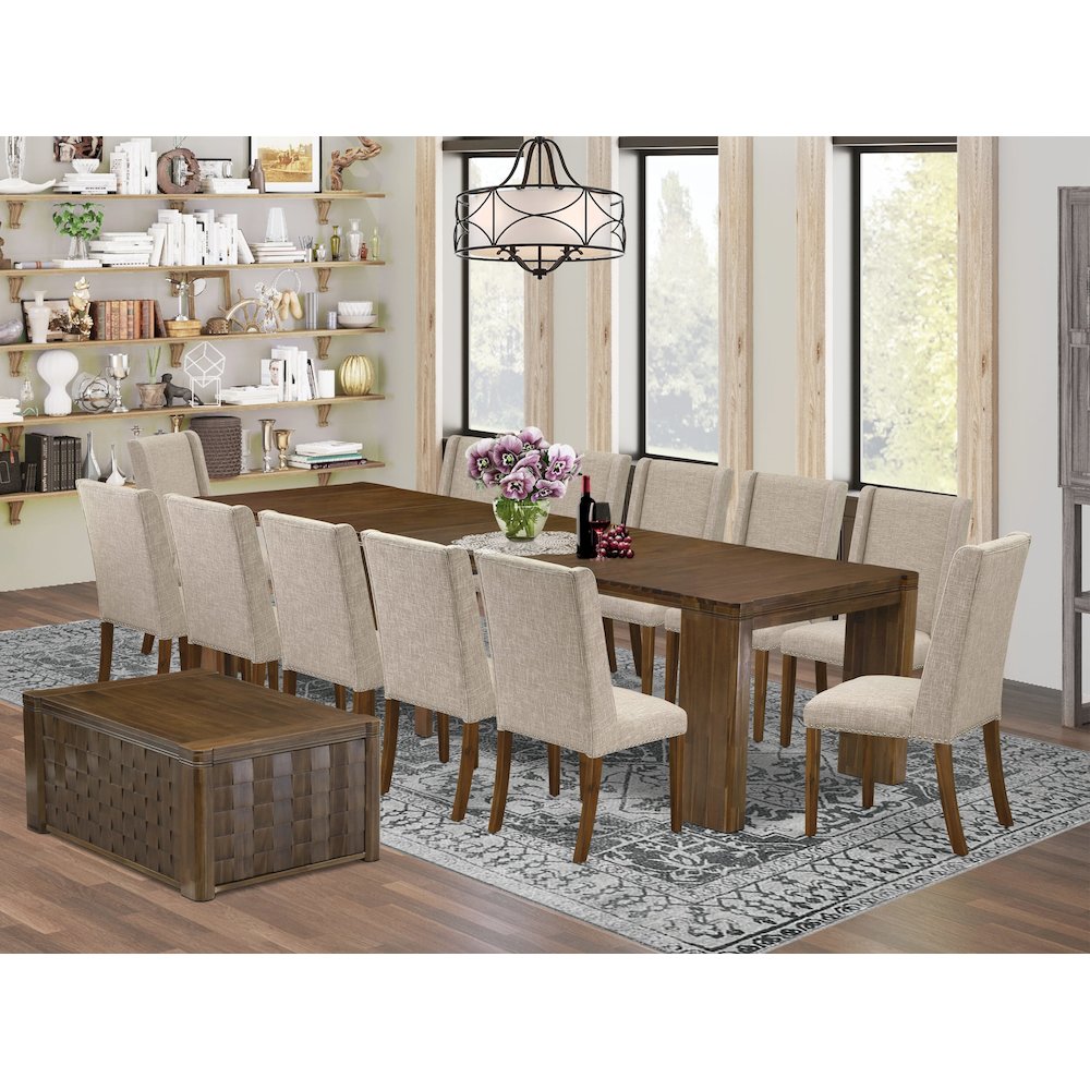 14 Pieces Extendable Dining Set Includes a Rectangle Kitchen Table