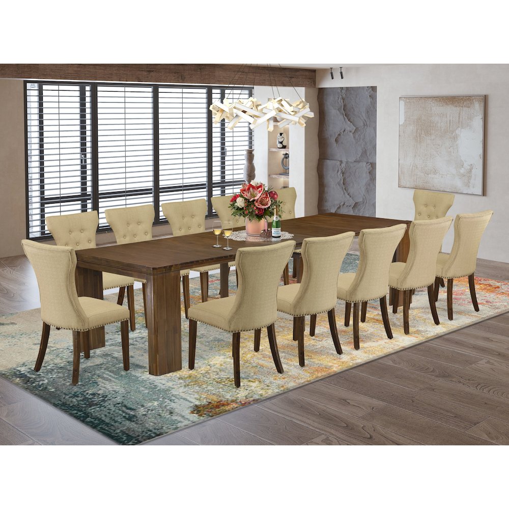 13 Pieces Extendable Dining Set Includes a Rectangle Kitchen Table