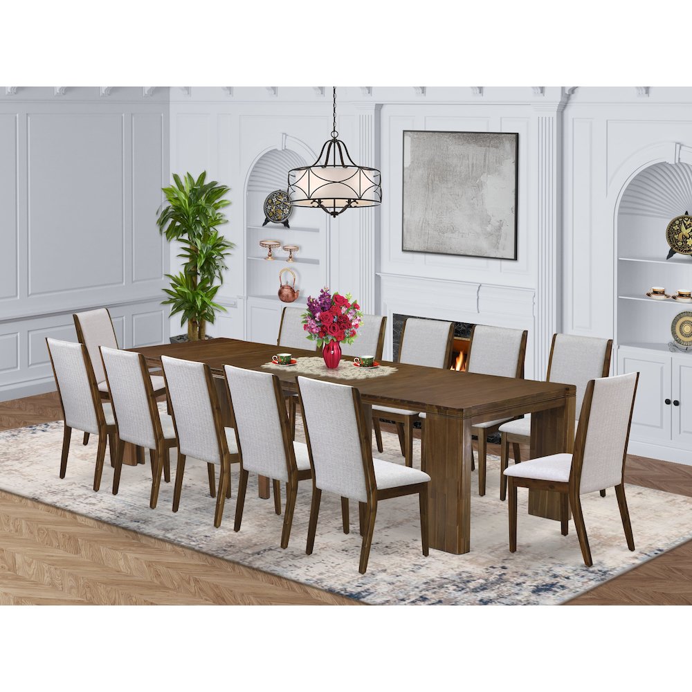 13 Pieces Extendable Dining Set Includes a Rectangle Kitchen Table