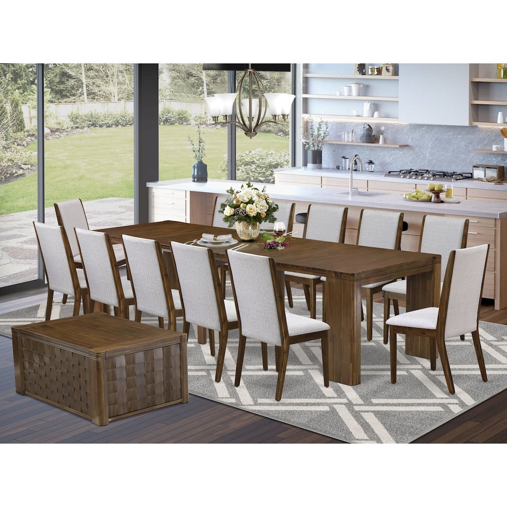 14 Pieces Extendable Dining Set Includes a Rectangle Kitchen Table