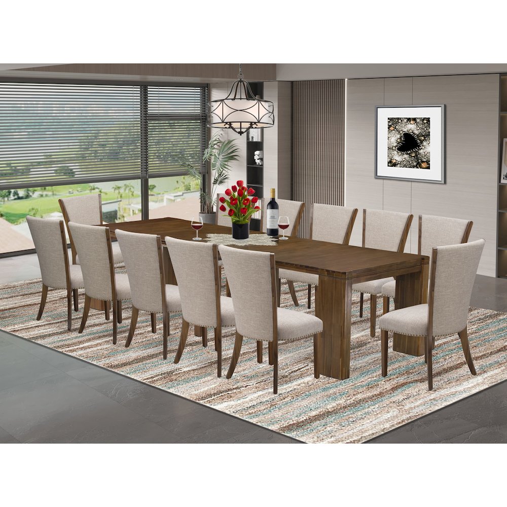 13 Pieces Extendable Dining Set Includes a Rectangle Kitchen Table