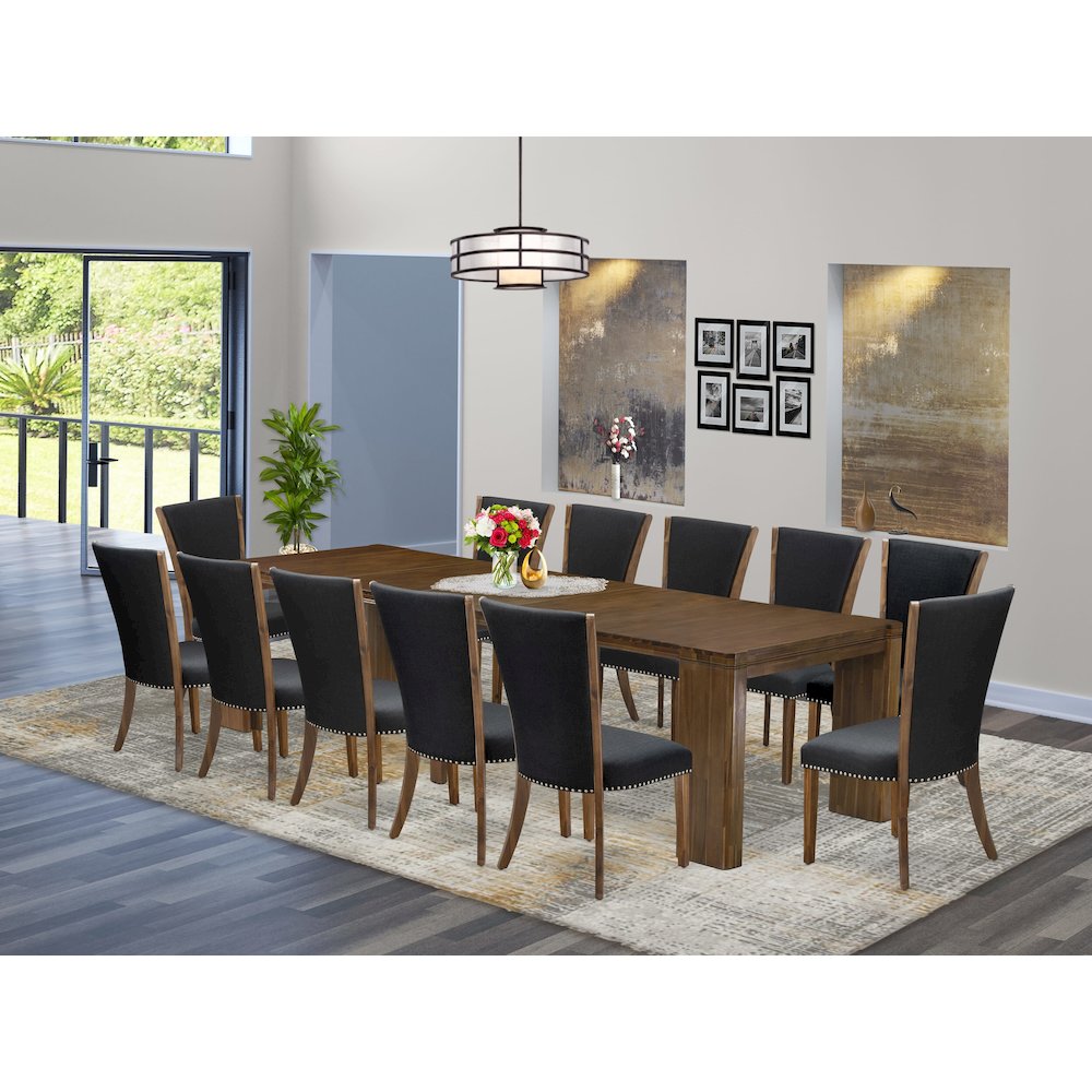 13 Pieces Extendable Dining Set Includes a Rectangle Kitchen Table