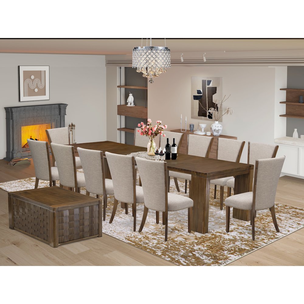 14 Pieces Extendable Dining Set Includes a Rectangle Kitchen Table