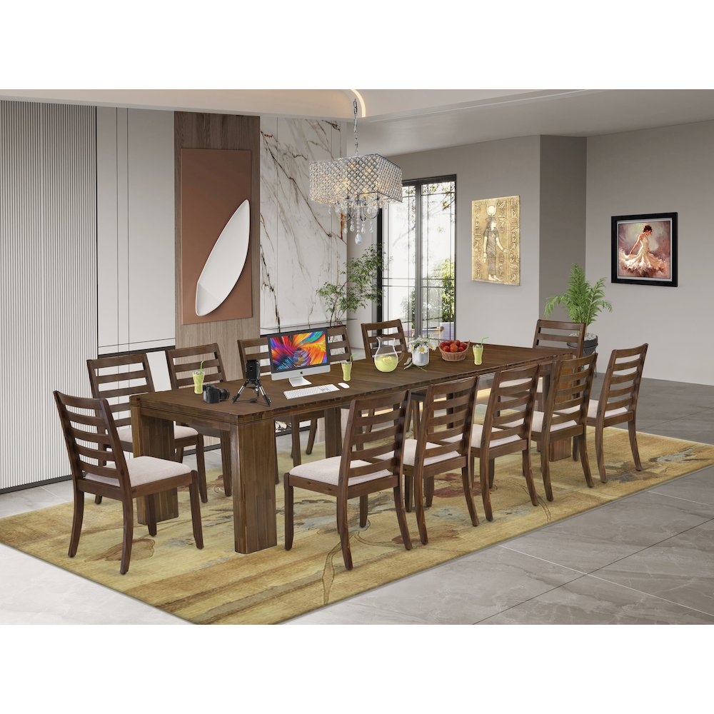 13 Pieces Extendable Dining Set Includes a Rectangle Kitchen Table