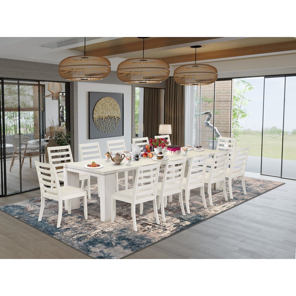 13 Pieces Extendable Dining Set Includes a Rectangle Kitchen Table