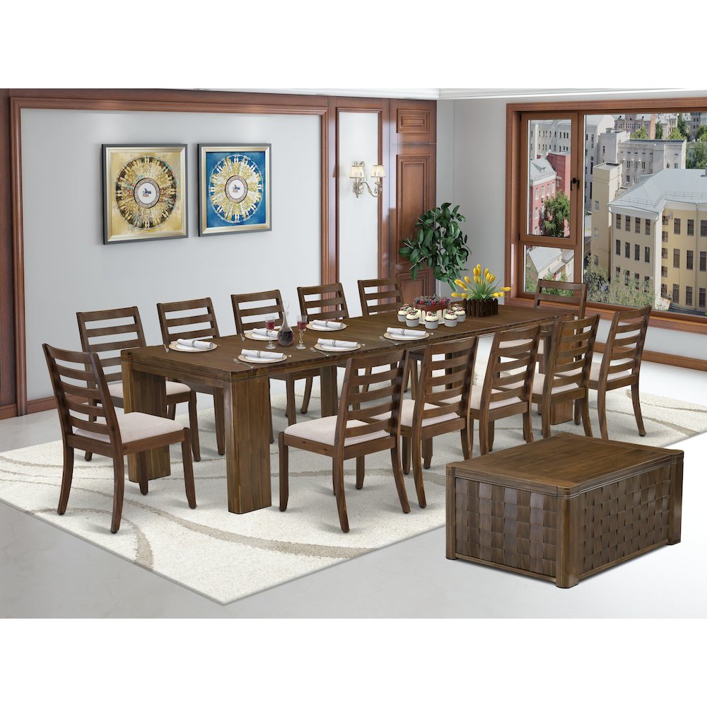 14 Pieces Extendable Dining Set Includes 1 Rectangle Kitchen Table