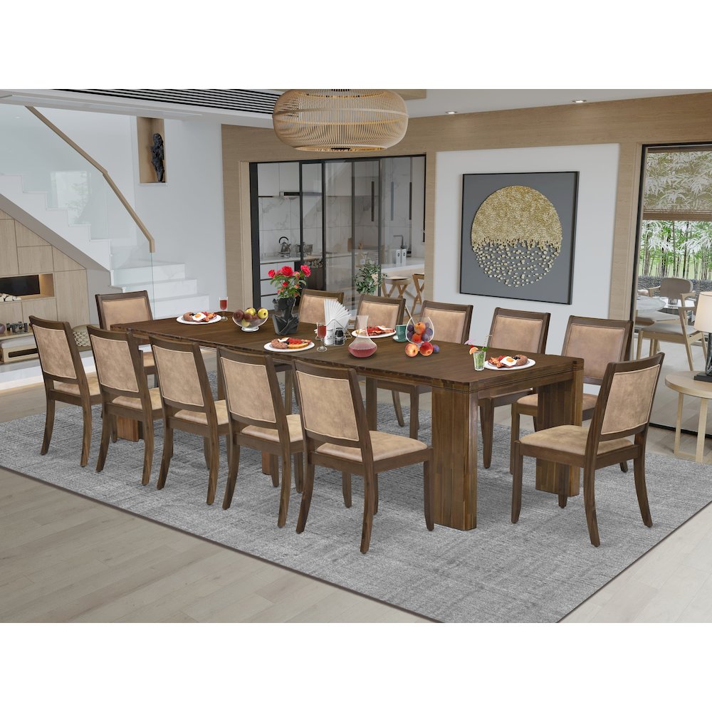 13 Pieces Extendable Dining Set Includes a Rectangle Kitchen Table