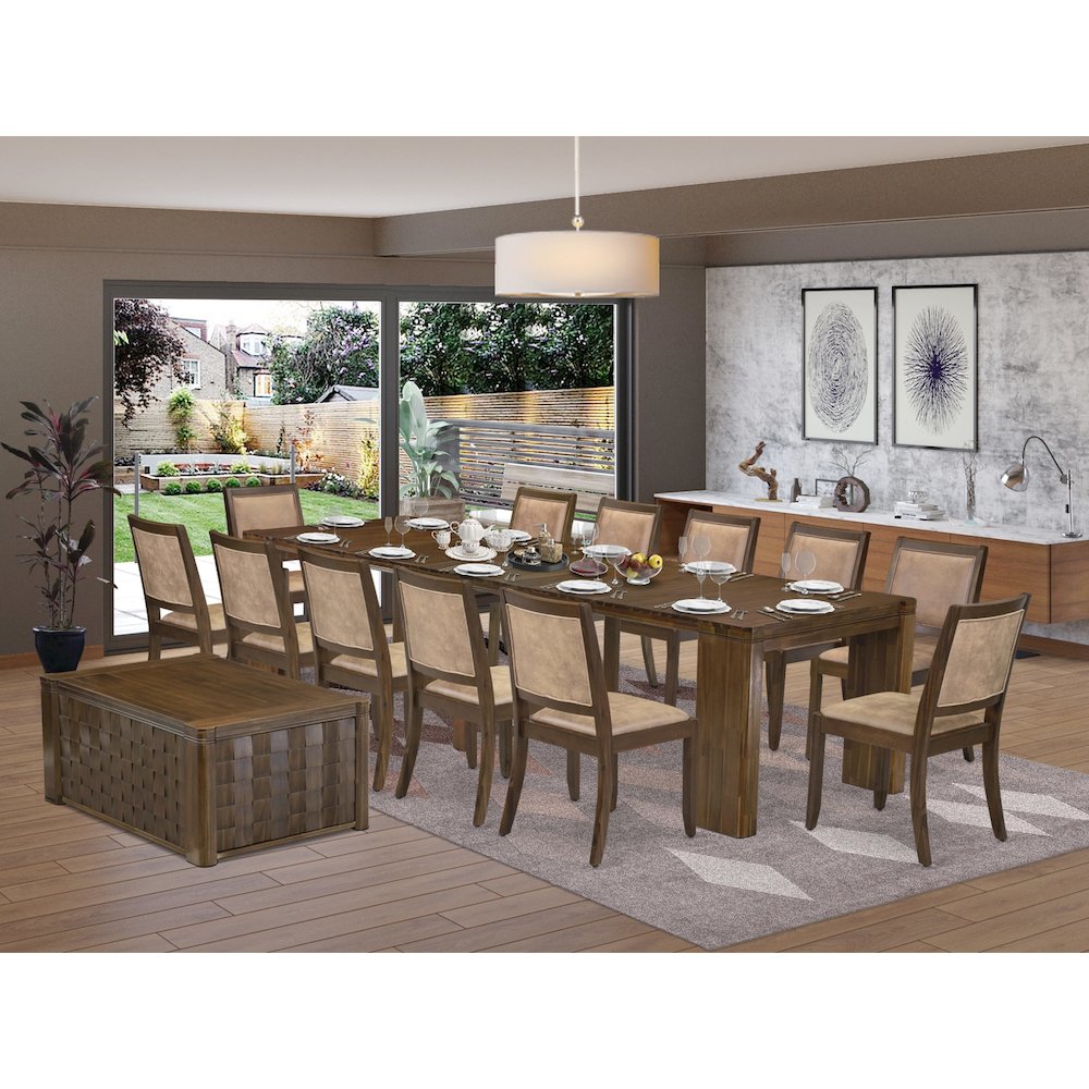 14 Pieces Extendable Dining Set Includes 1 Rectangle Kitchen Table