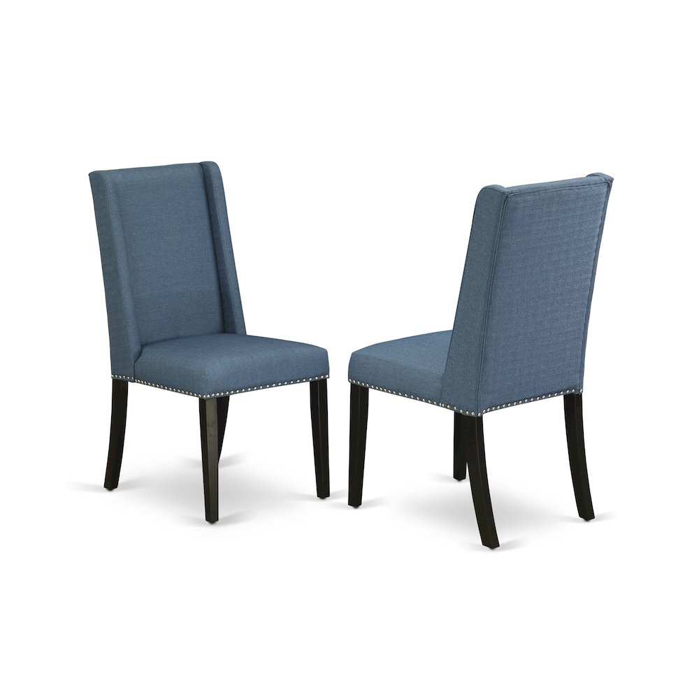 7 piece dining room set of a wooden table and 6 Linen Fabric dining chairs