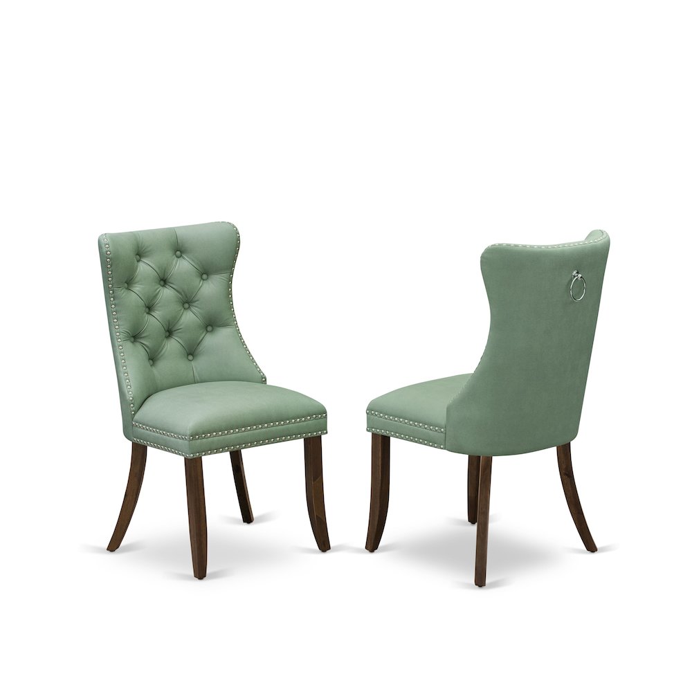 5-Pc Mid Century Dining Set Include A Wooden Table And 4 Willow Green Chairs