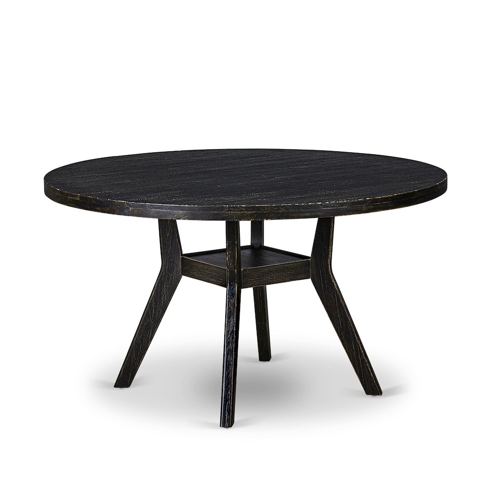 7 Piece Dining Table Set Contains 54″ Round Table In Burgandy Color