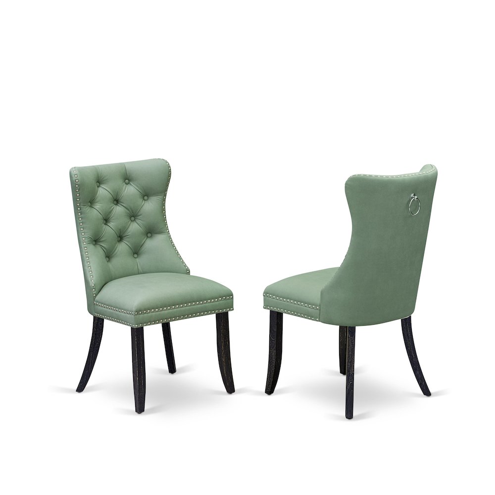 7 Piece Dinette Set Includes 48″ Round Table In Willow Green Color