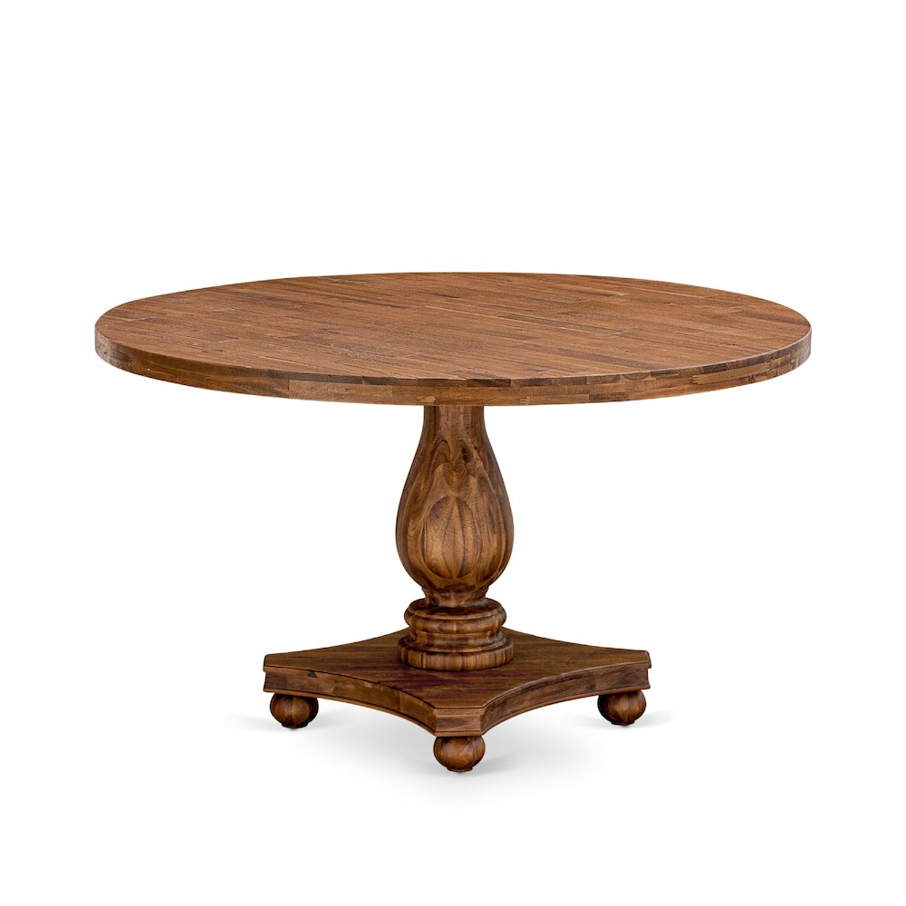 5 Piece Dinette Set Consists Of 54″ Round Dining Table In Light Tan Color
