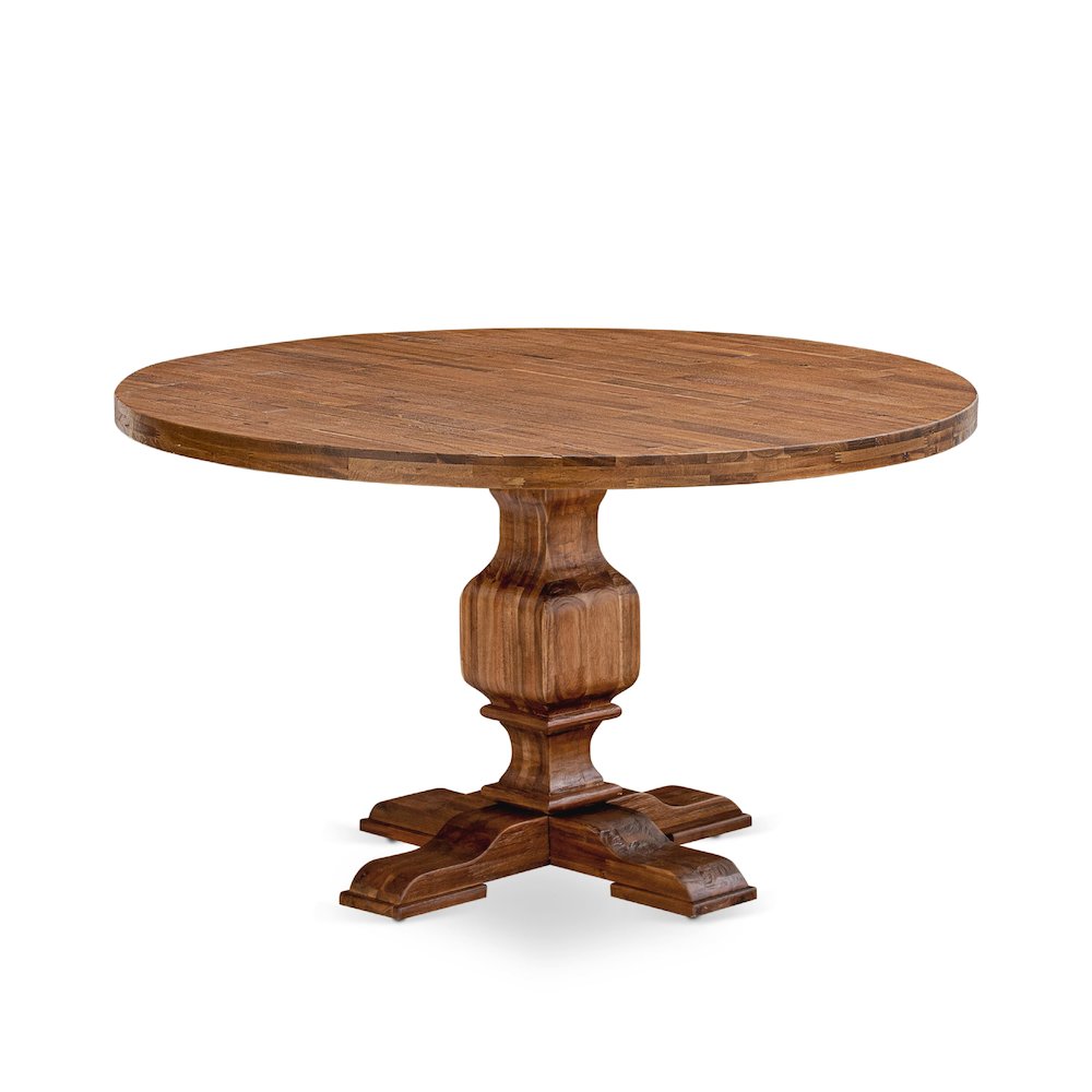 5 Piece Kitchen Table Set Includes 54″ Round Table In Light Tan Color