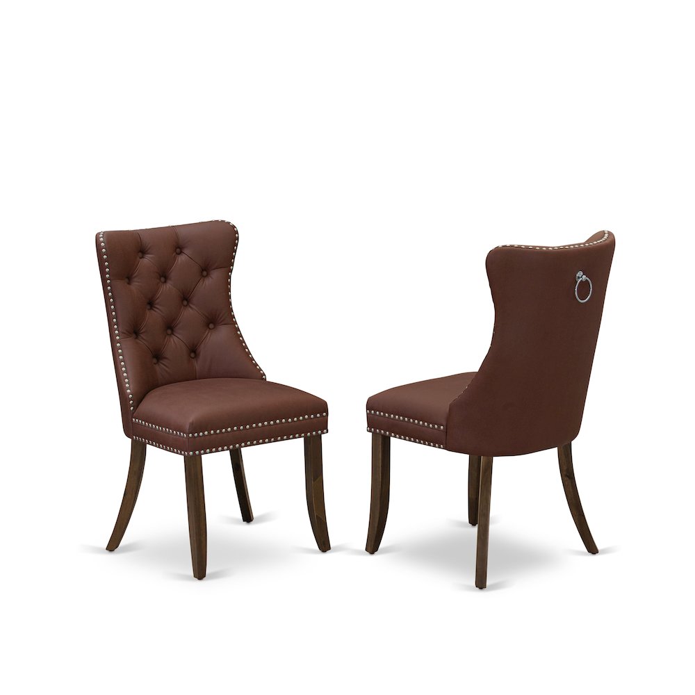 5-Pc Mid Century Modern Dining Set Contain A Wood Table And 4 Burgundy Chairs