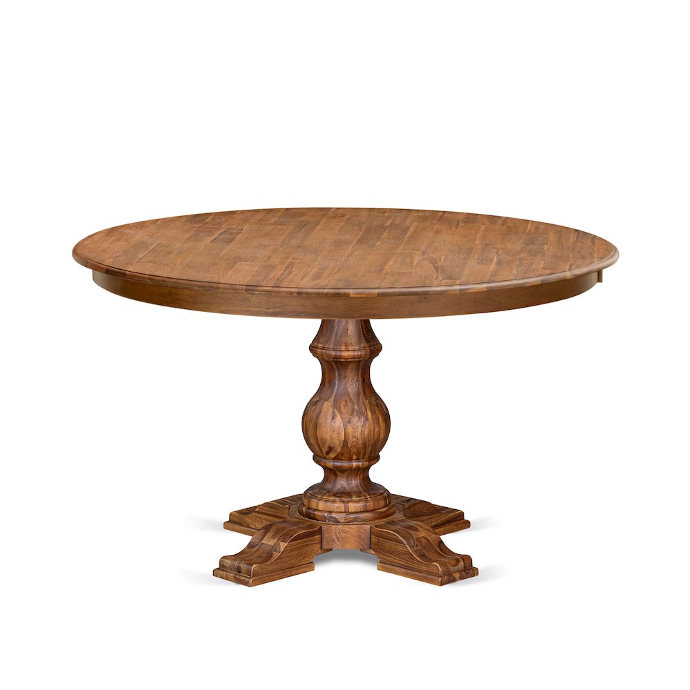 5 Piece Dining Table Set Includes 54″ Round Table In Light Tan Color