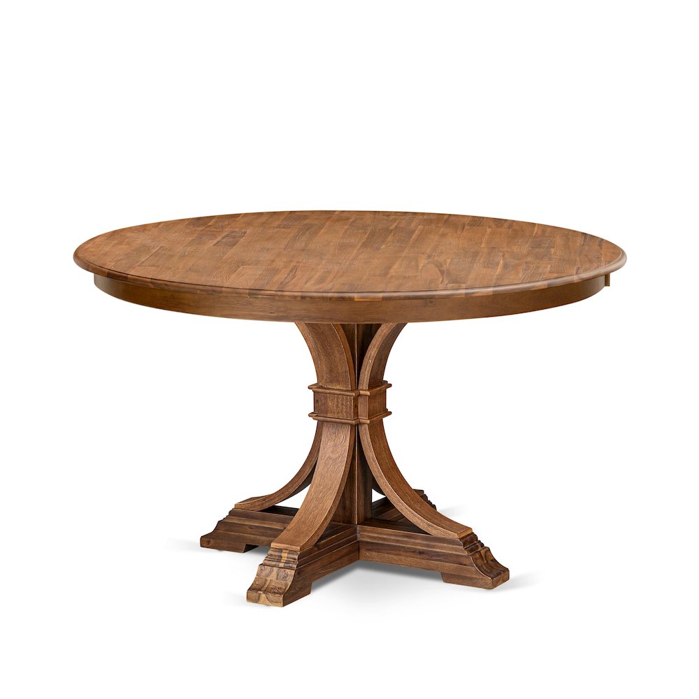 5 Piece Kitchen Table Set Contains 54″ Round Table In Light Tan Color