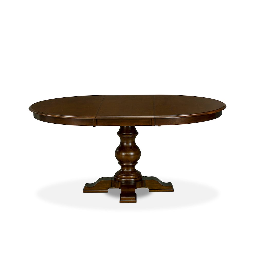 Wooden Mid-Century Dining Table with Butterfly Leaf Oval tabletop – Espresso