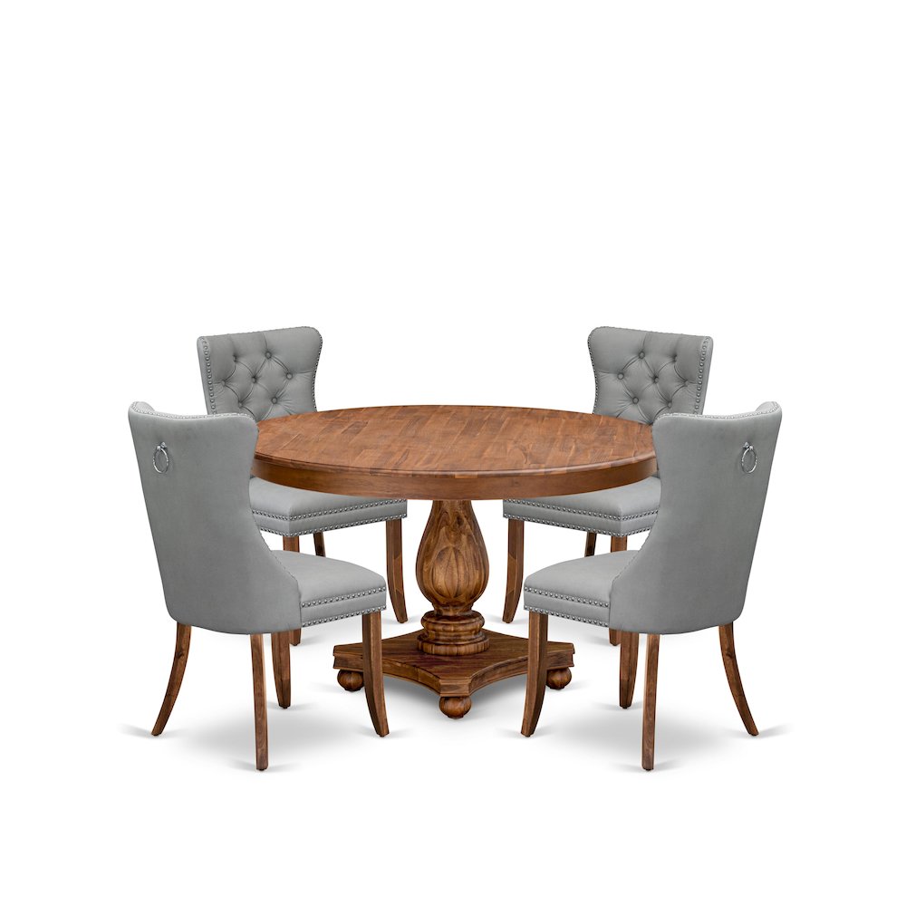 5-Pc Modern Dining Set Consist A Kitchen Table And 4 Light Gray Parsons Chairs