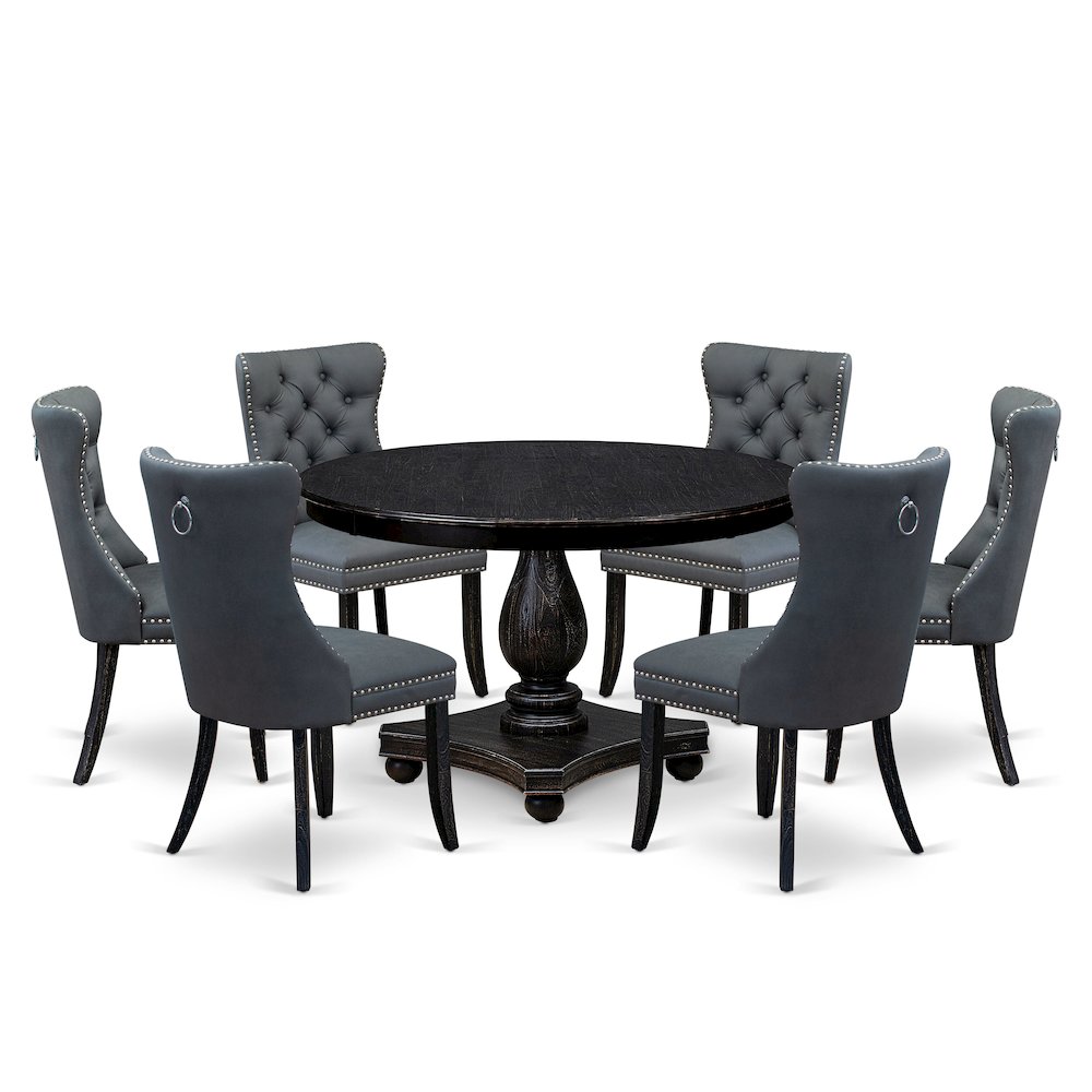 7-Piece Dining Table Set In Platinum Gray Color