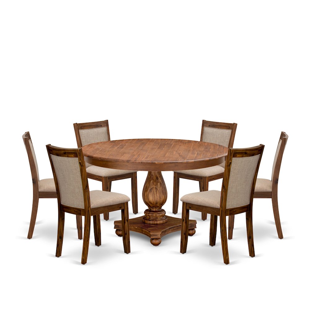 7-Pc Wooden Dining Set A Pedestal Table