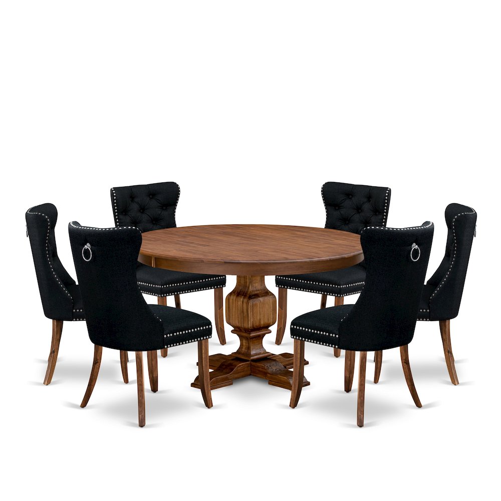7-Piece Dining Table Set In Black Color