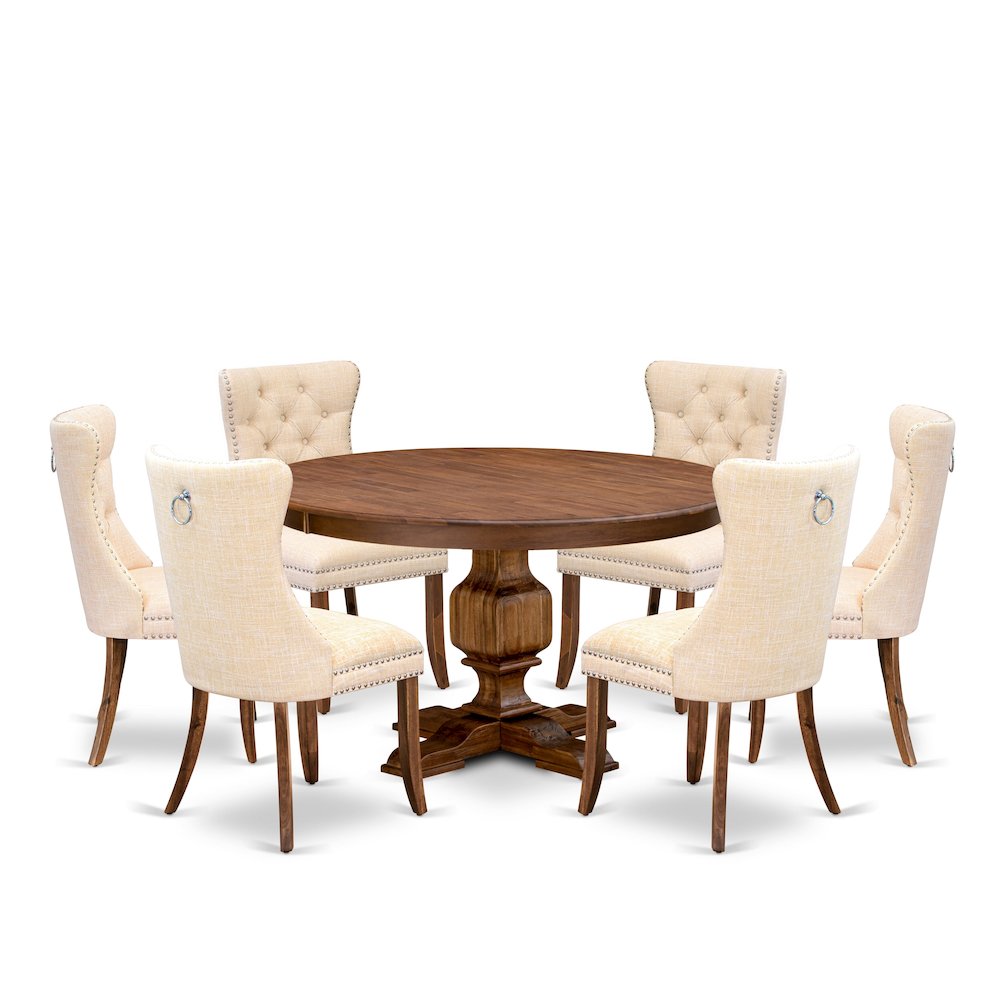 7-Piece Modern Dining Set In Light Beige Color