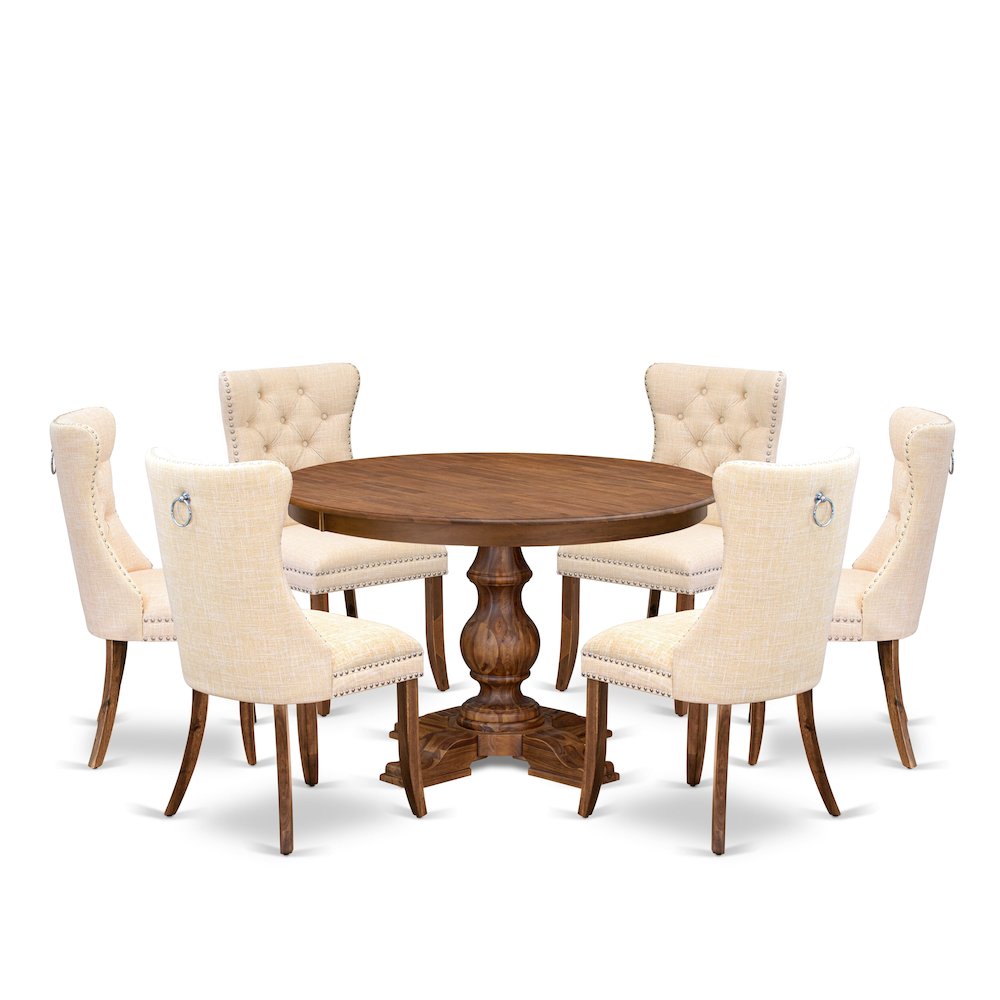 7-Piece Modern Dining Set In Light Beige Color
