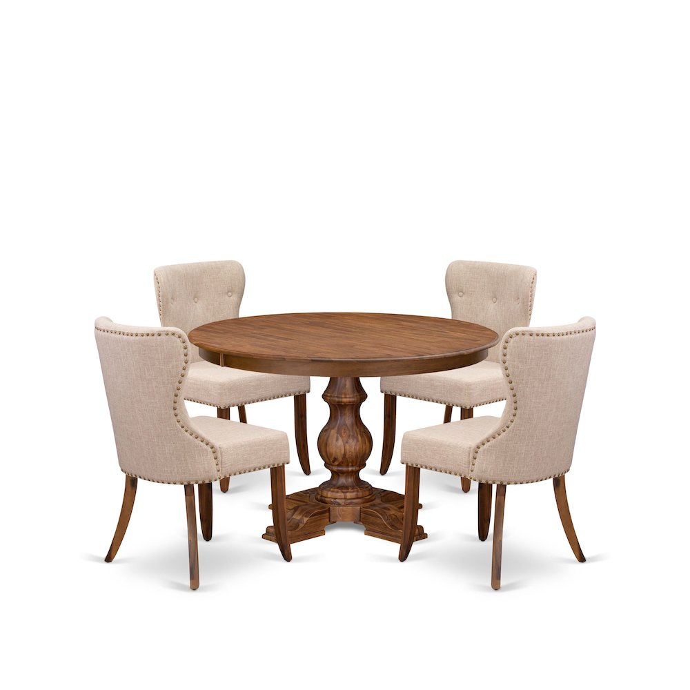 5-Pc Kitchen Set A Pedestal Wooden Table