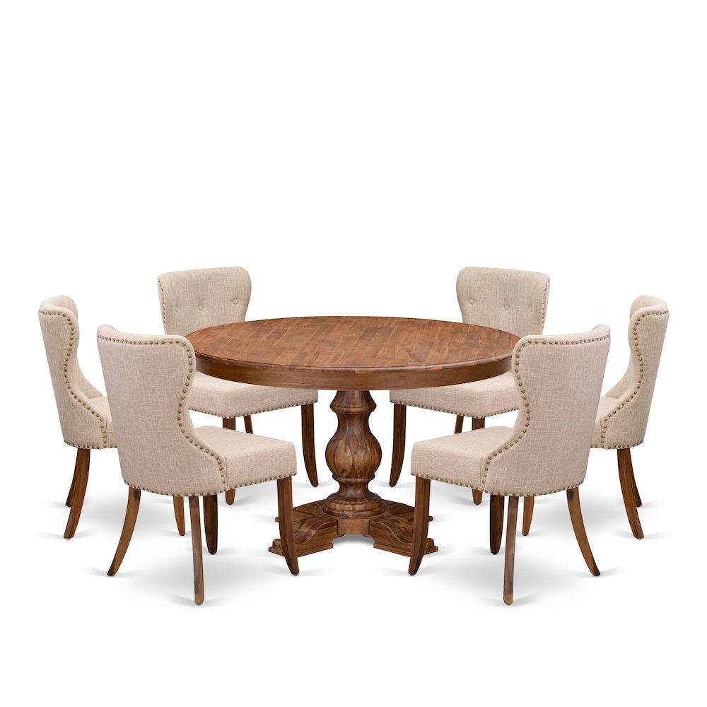 7-Pc Dining Set Of A Pedestal Kitchen Table