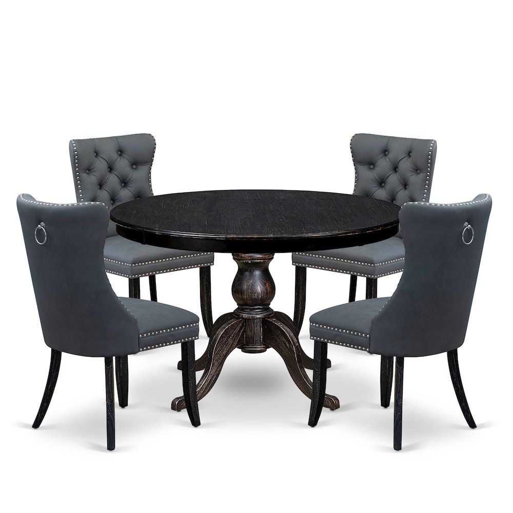 5-Piece Dining Table Set In Platinum Gray Color