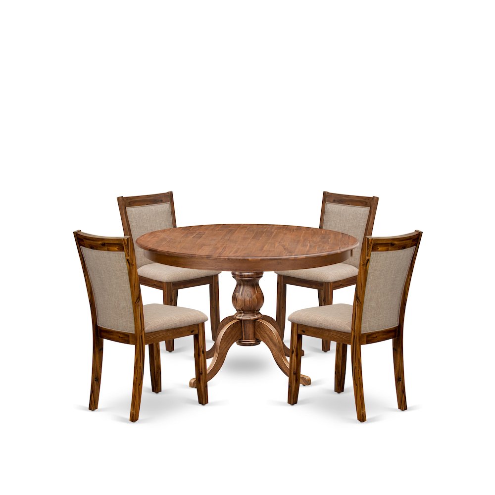 5-Pc Kitchen Table Set A Pedestal Wooden Table