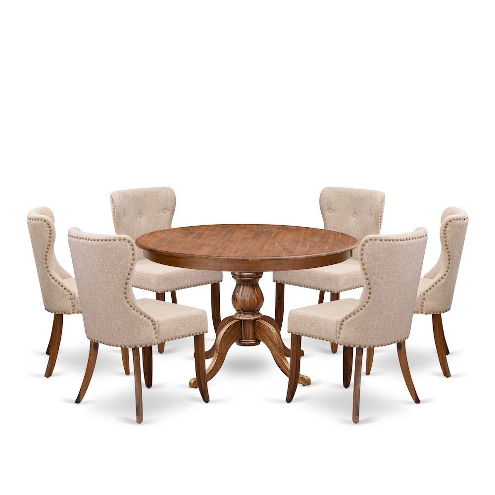 7-Pc Dining Set Of A Pedestal Dinner Table