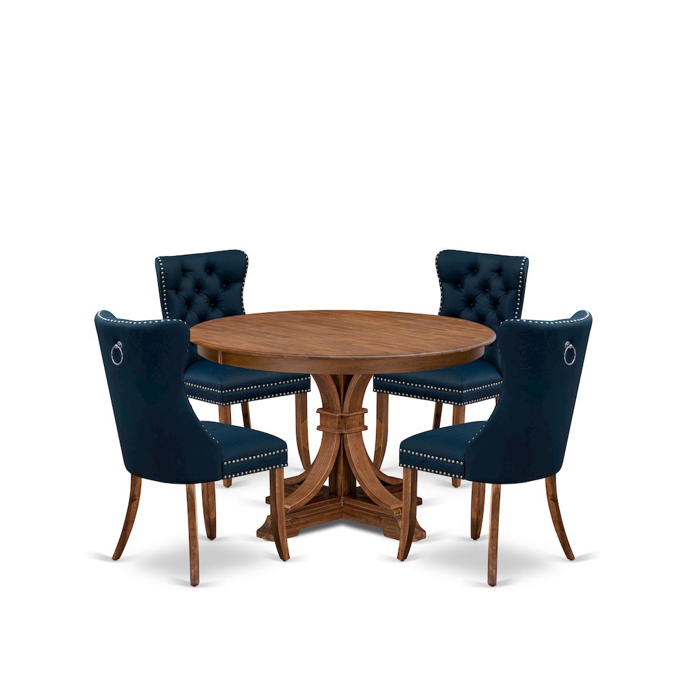 5-Piece Modern Dining Set In Navy Blue Color